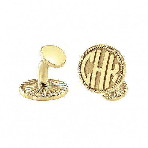Round Block Monogram Rope Casting Cuff Links 2
