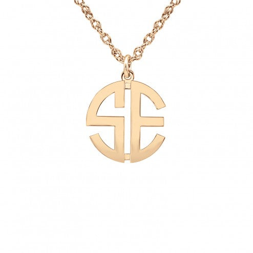 two initial block monogram necklace