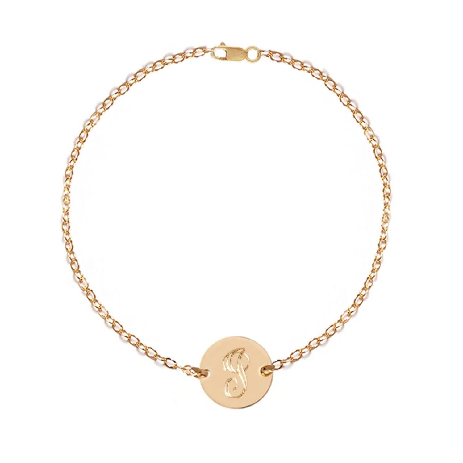 Gold Filled Disc Initial Bracelet/Anklet - 1 to 6 charms