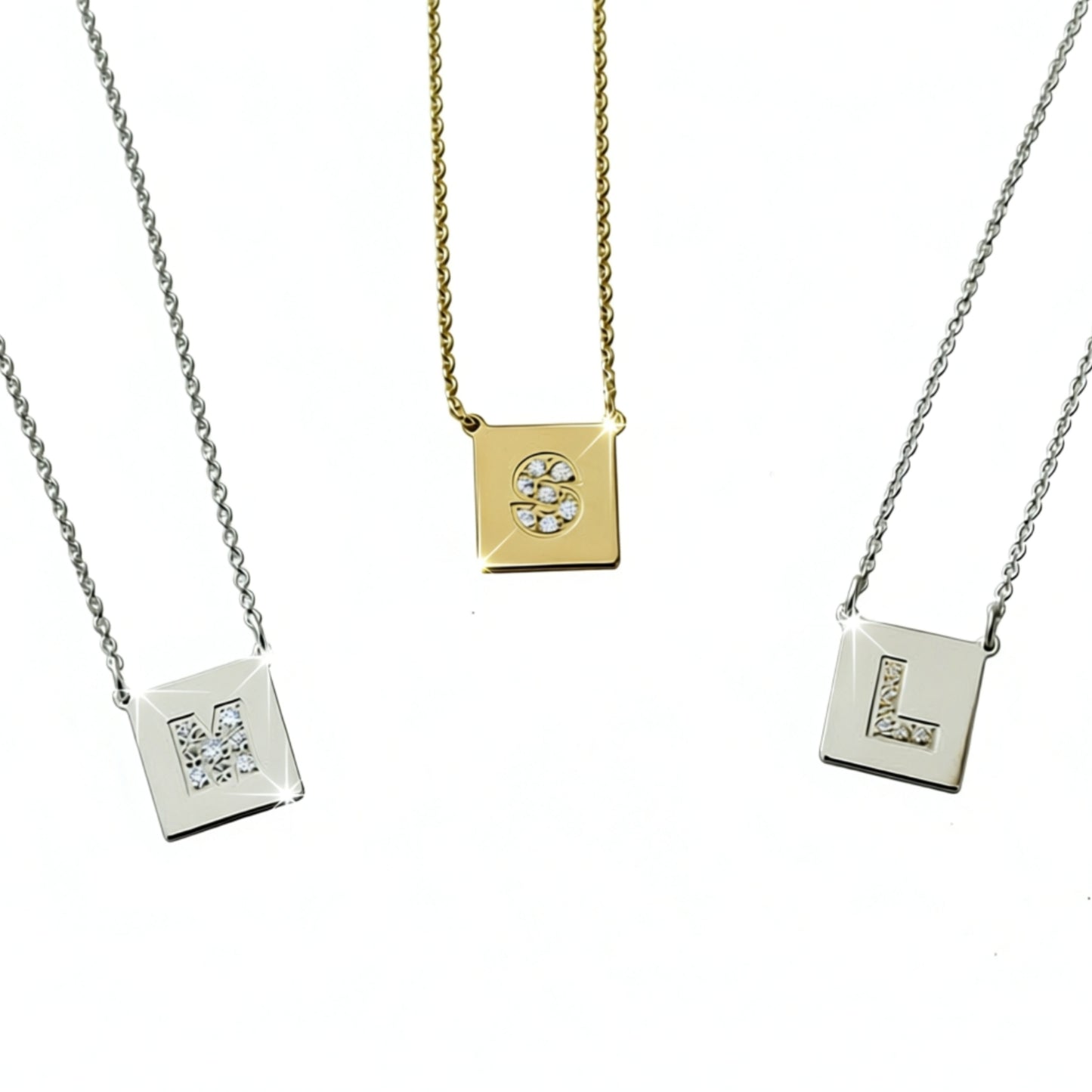 Square Gold Disc CZ Initial Necklace-Chelsea Handler 3