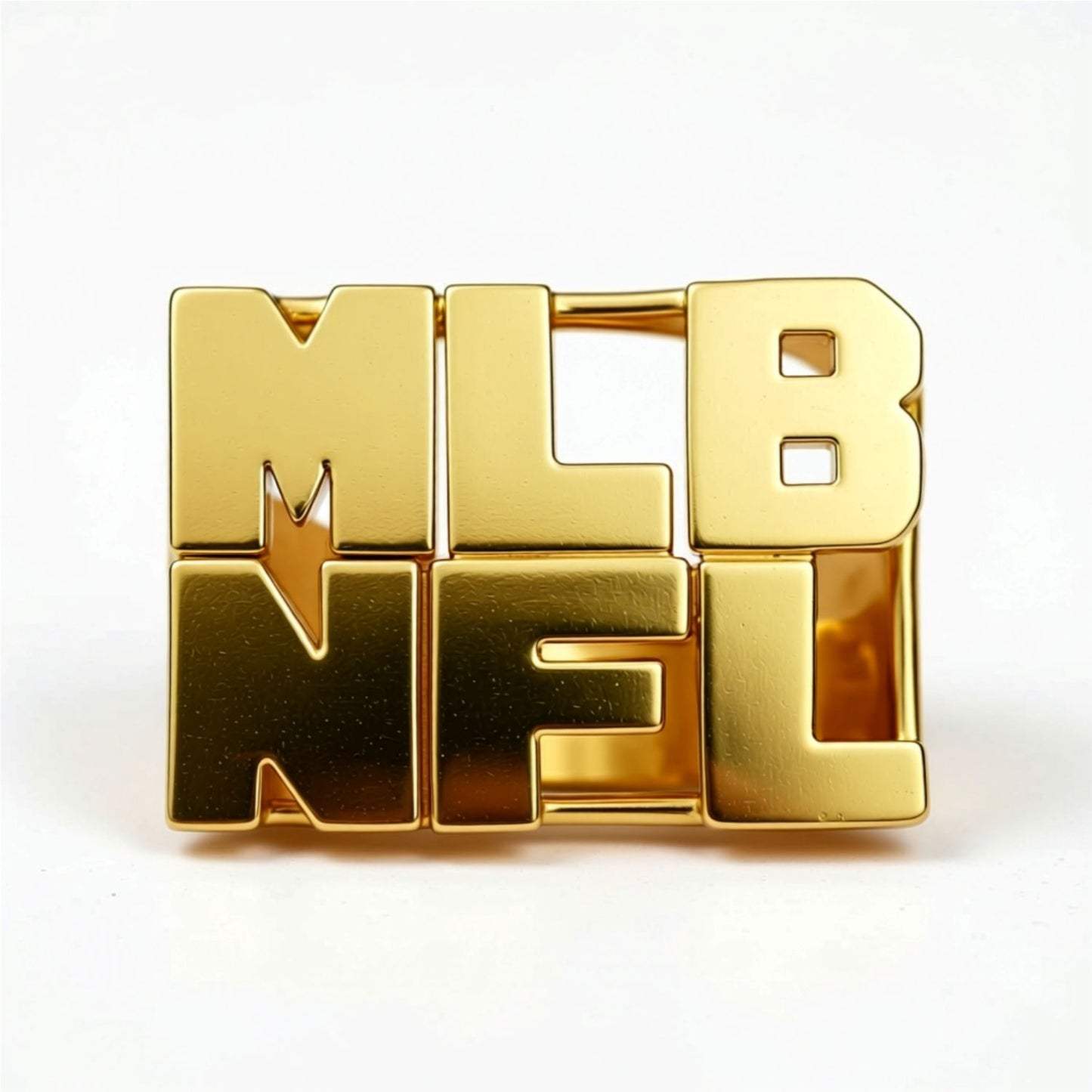 Double Stacked Two Block Monogram Ring