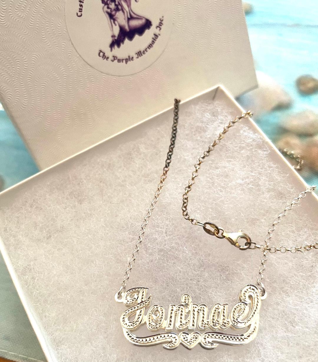 Double Plated Sterling Silver Nameplate Necklace - Jon'Nae