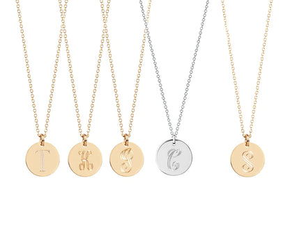 14K Gold Filled Disc Initial Necklace 6
