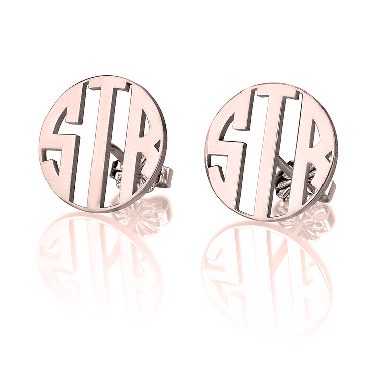 Rimmed Block Monogram Earrings 3