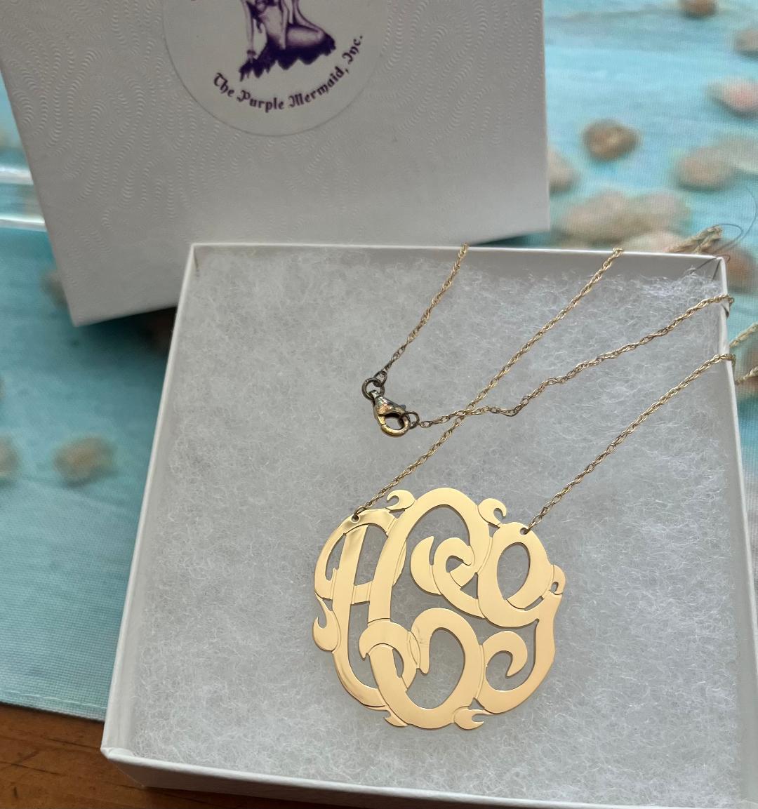 1.5" Gold Monogram Necklace - PCG