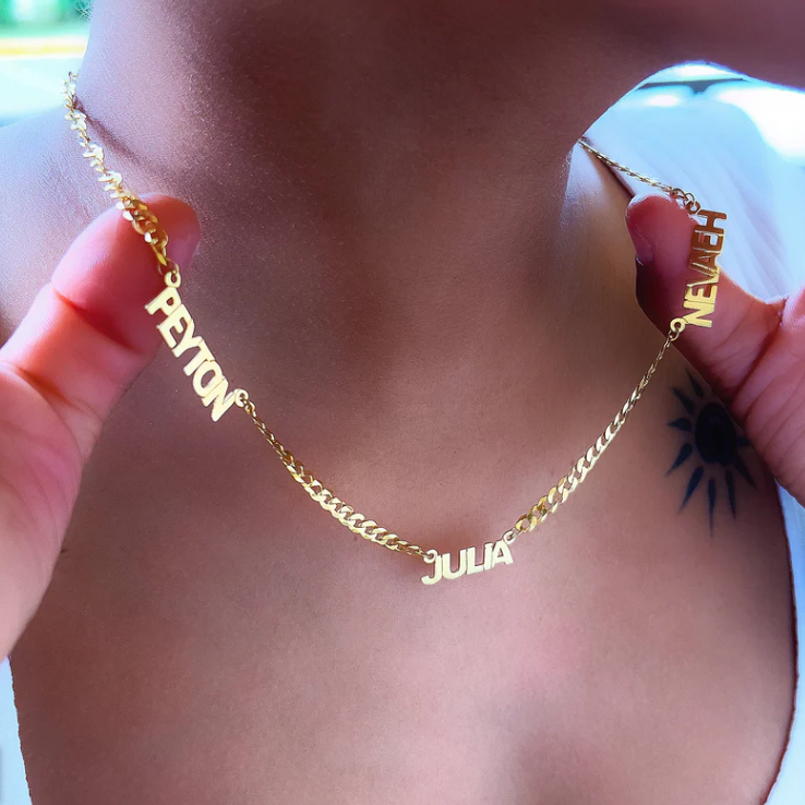 Block Name Necklace on Cuban Chain 3