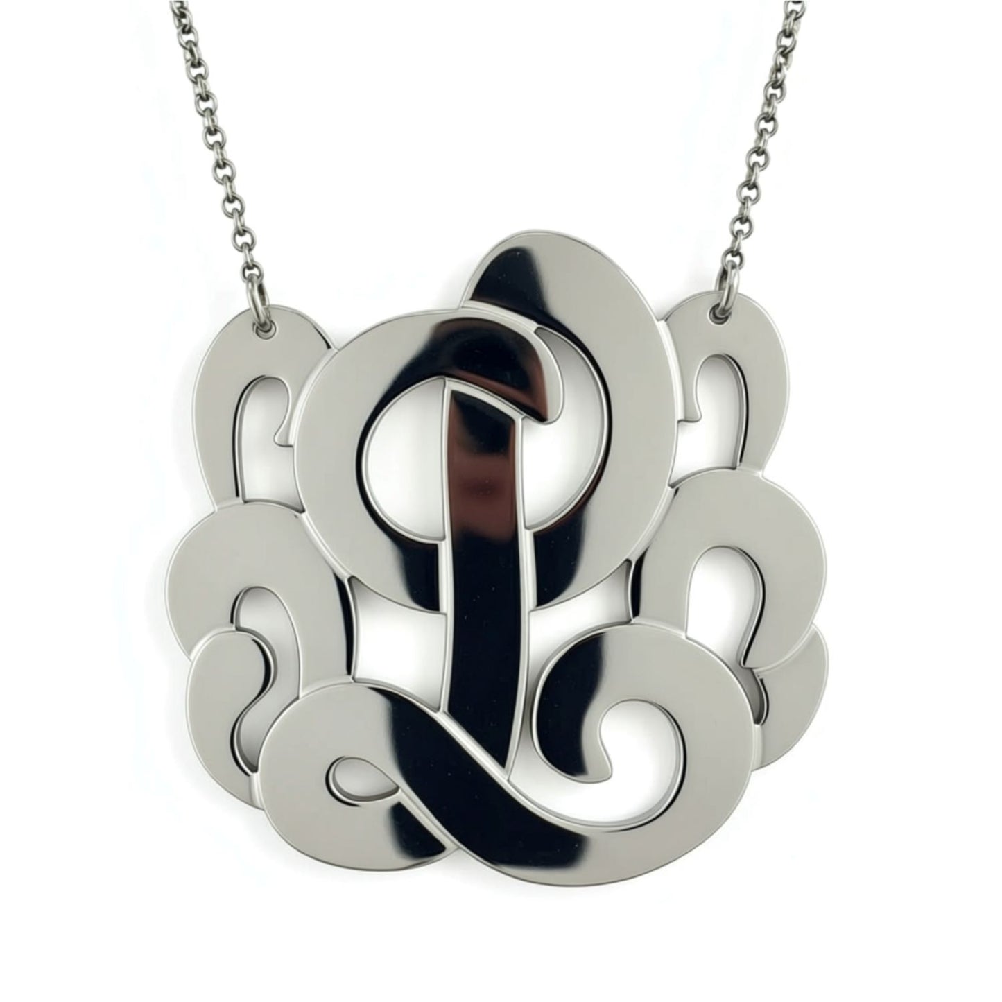 Swirly Initial Necklace - Sterling Silver or Gold 3