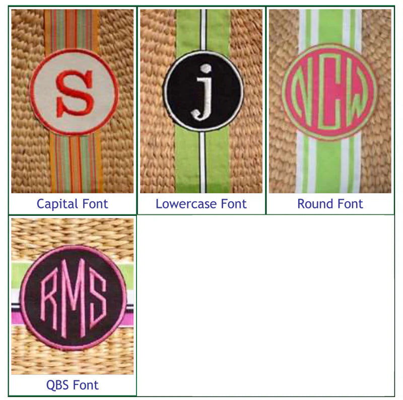 Monogrammed Small Beverly Straw Basket Bag 3