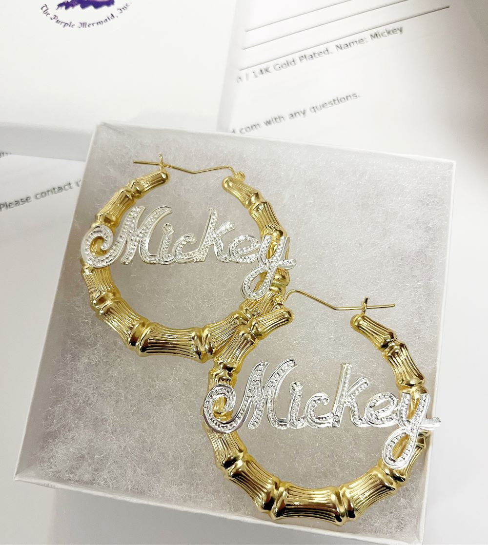 gold name hoop earrings