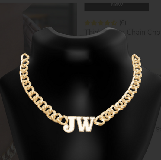 Thick Cuban Chain Initial Necklace