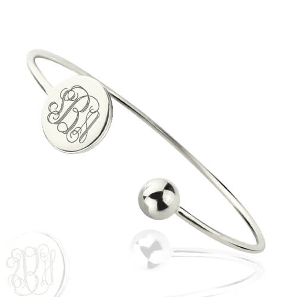 Monogram Sterling Silver Bangle Ball Bracelet 3