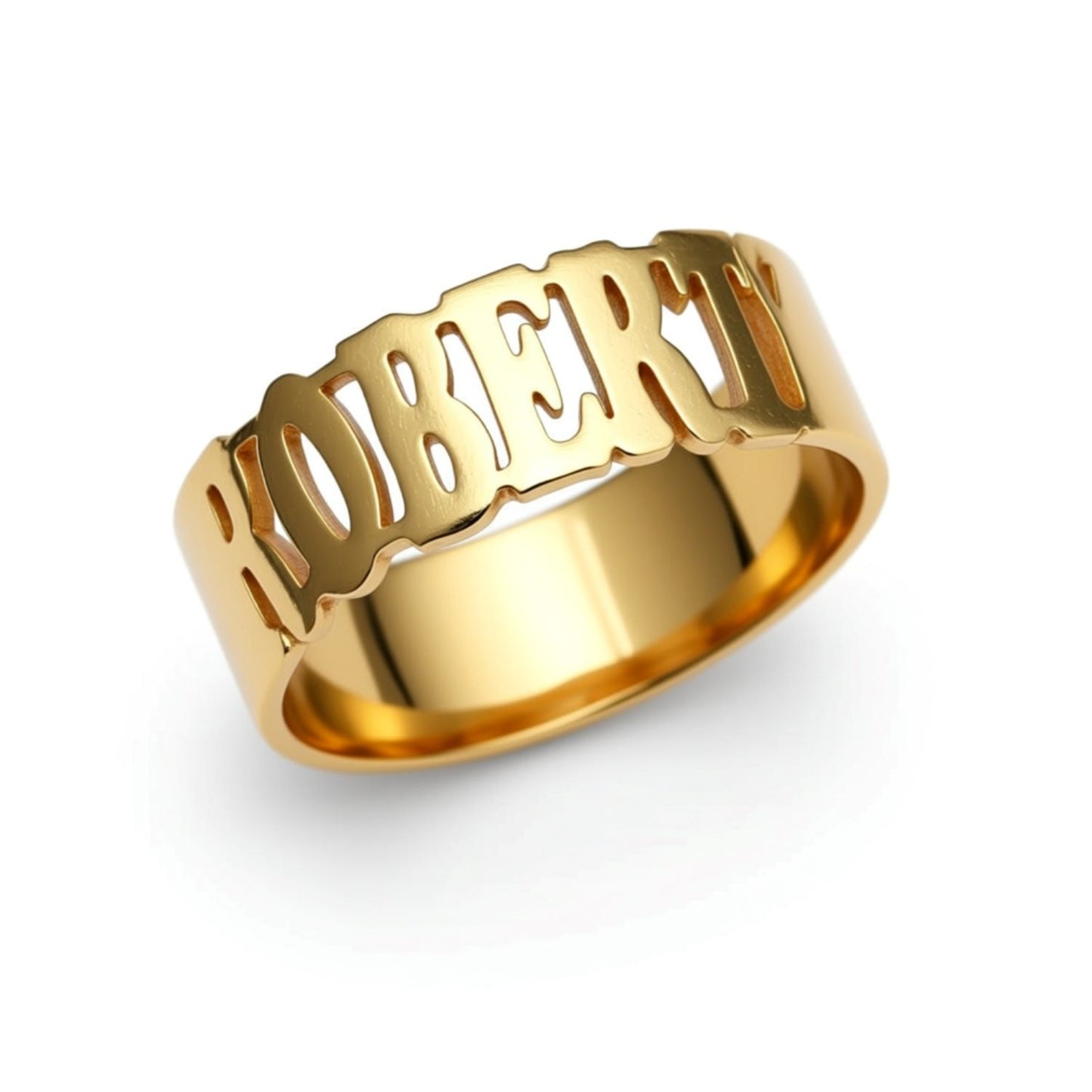 Large Gold Band Name Ring