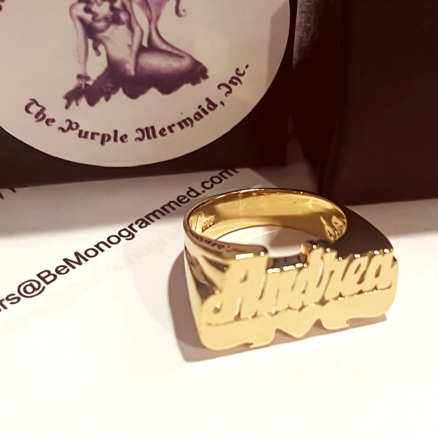 Gold Name Ring with Heart 2