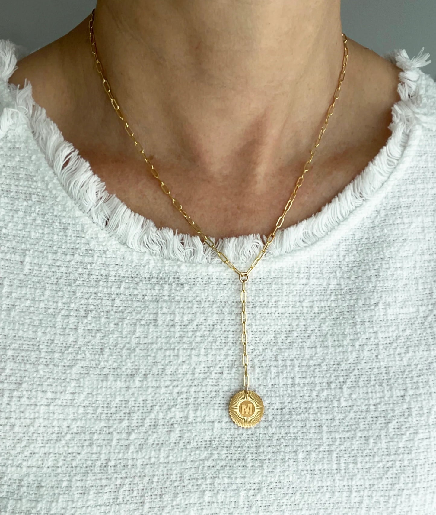 Initial Medallion Lariat Necklace 3