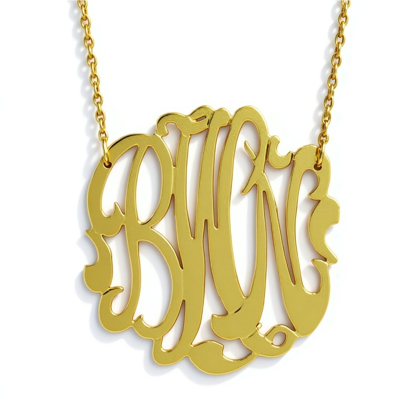 Gold Monogram Necklace 1.25 Inch