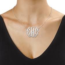 Silver Curly Script Monogram Necklace 3