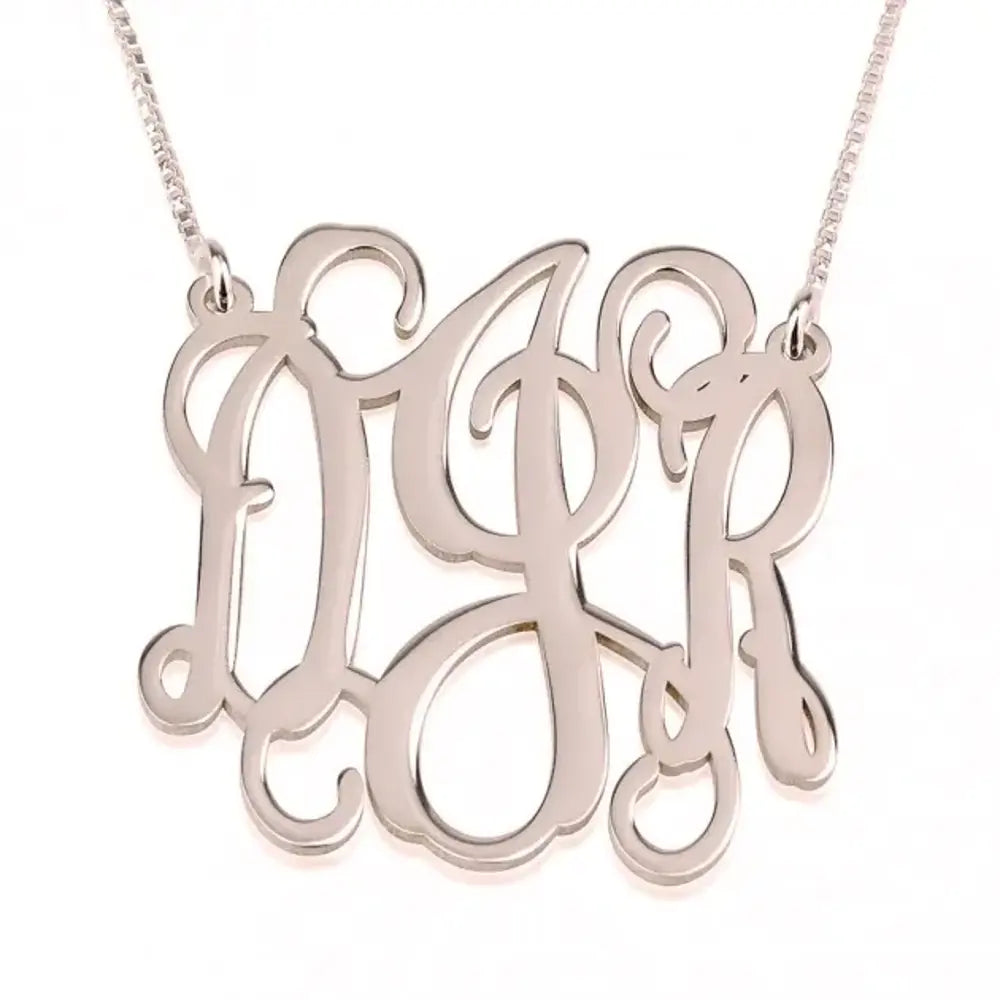 Silver Vine Script Monogram Necklace