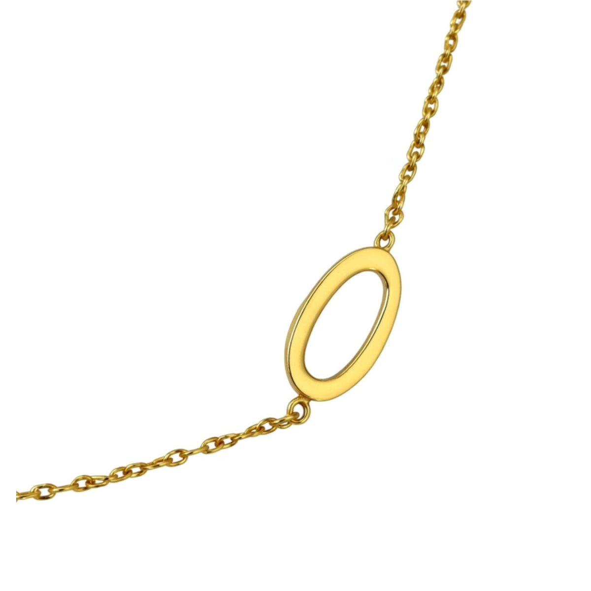 sideways initial O necklace