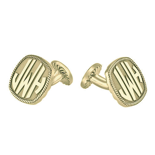 Square Recessed Block Monogram Cuff Links