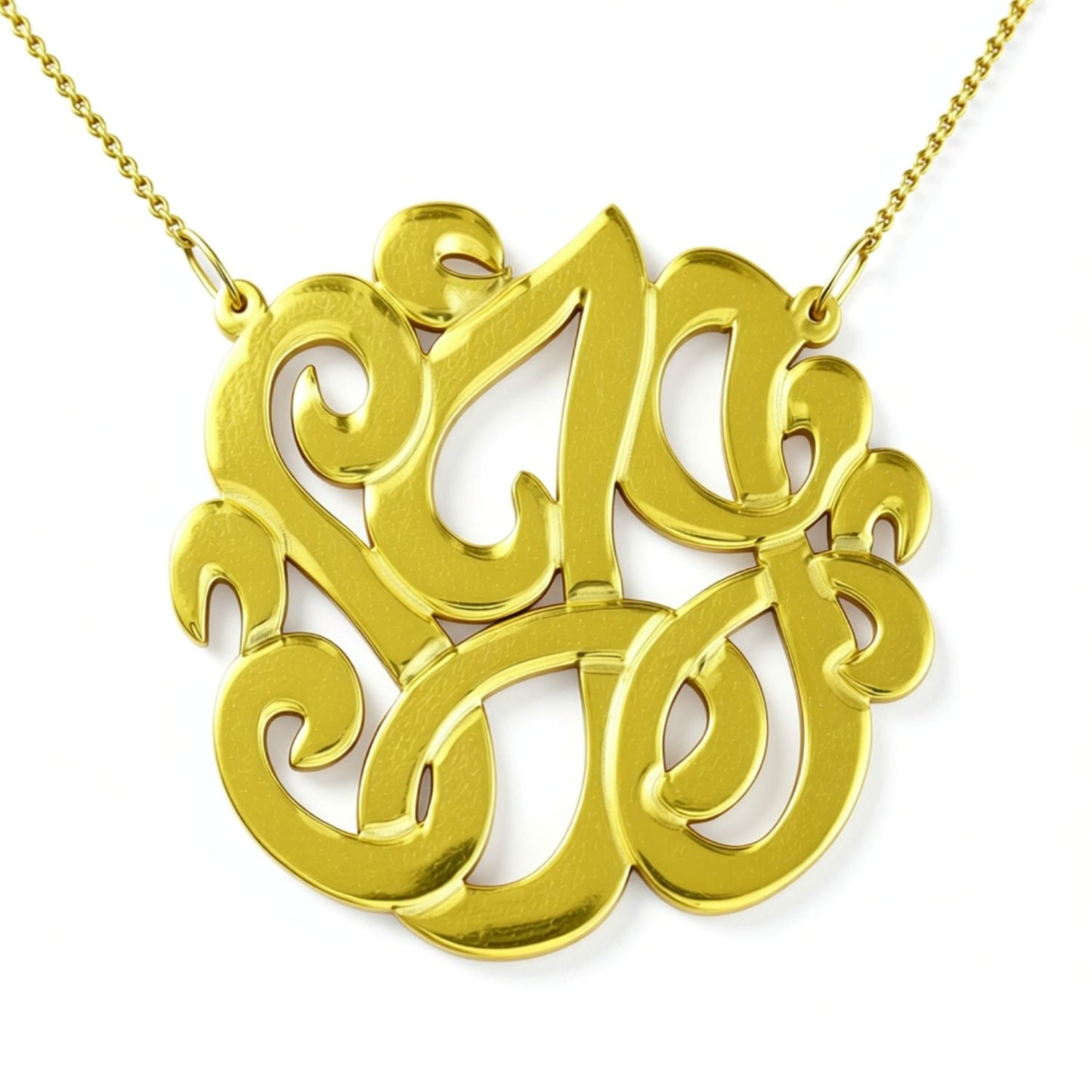 transparent yellow acrylic monogram necklace