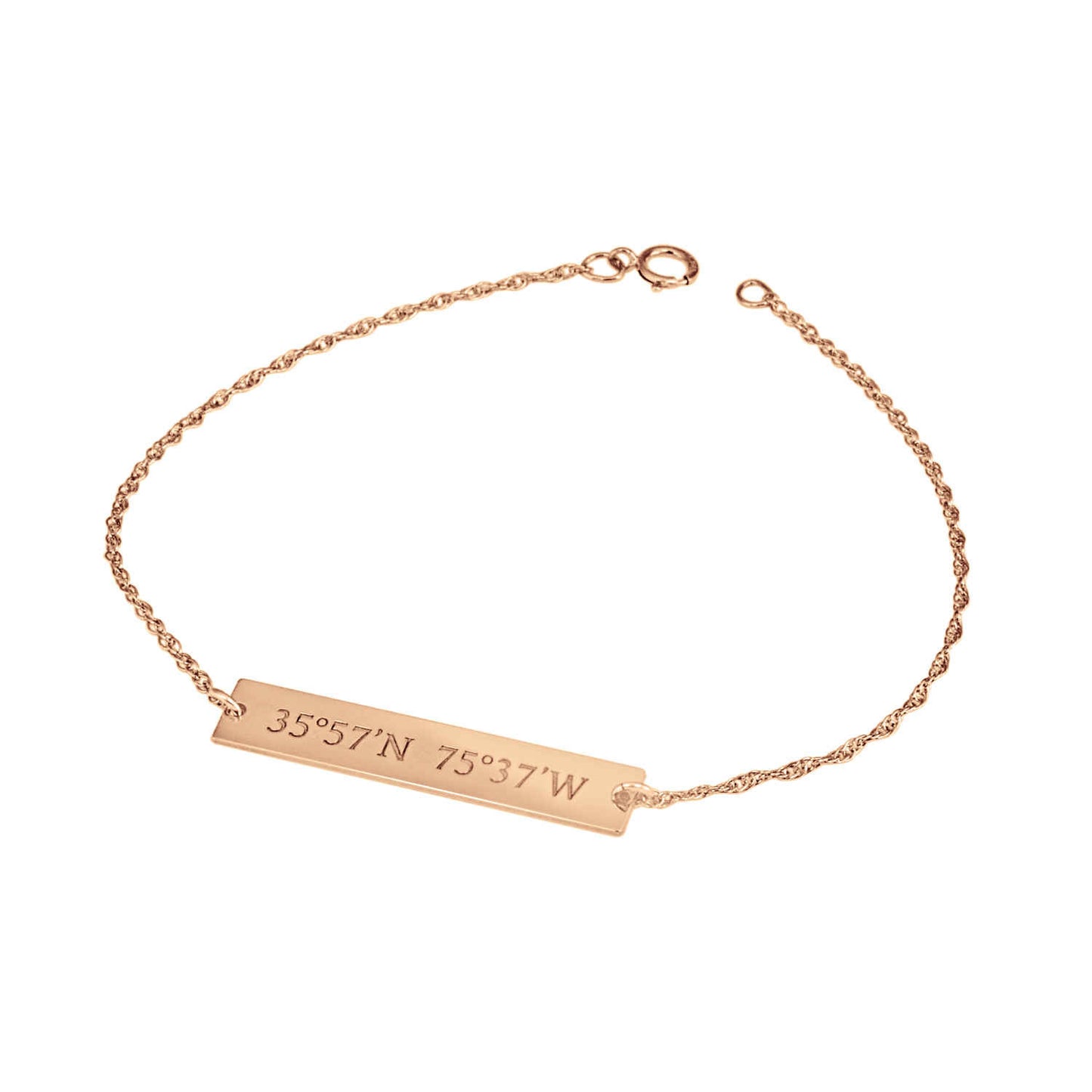 Personalized 14K Gold Coordinates Bar Bracelet 3