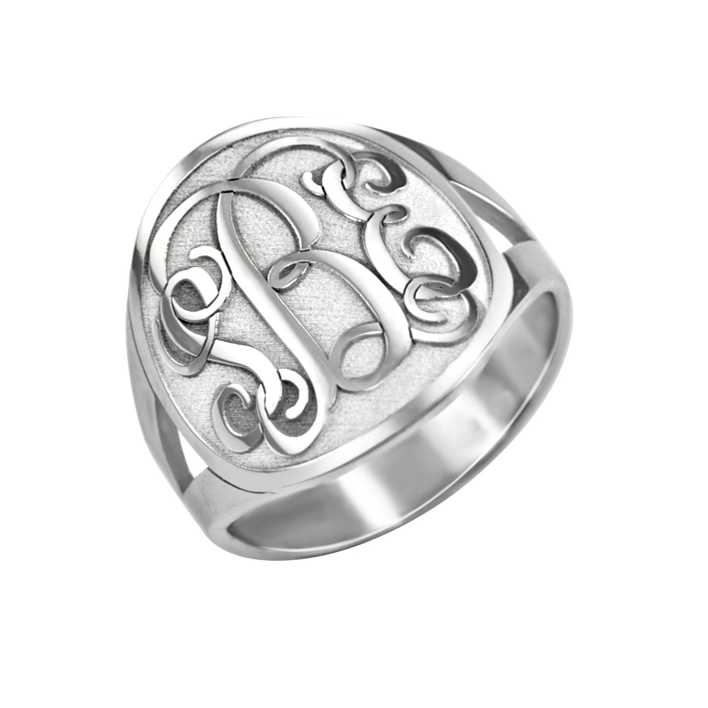 14K Gold Recessed Monogram Ring 3