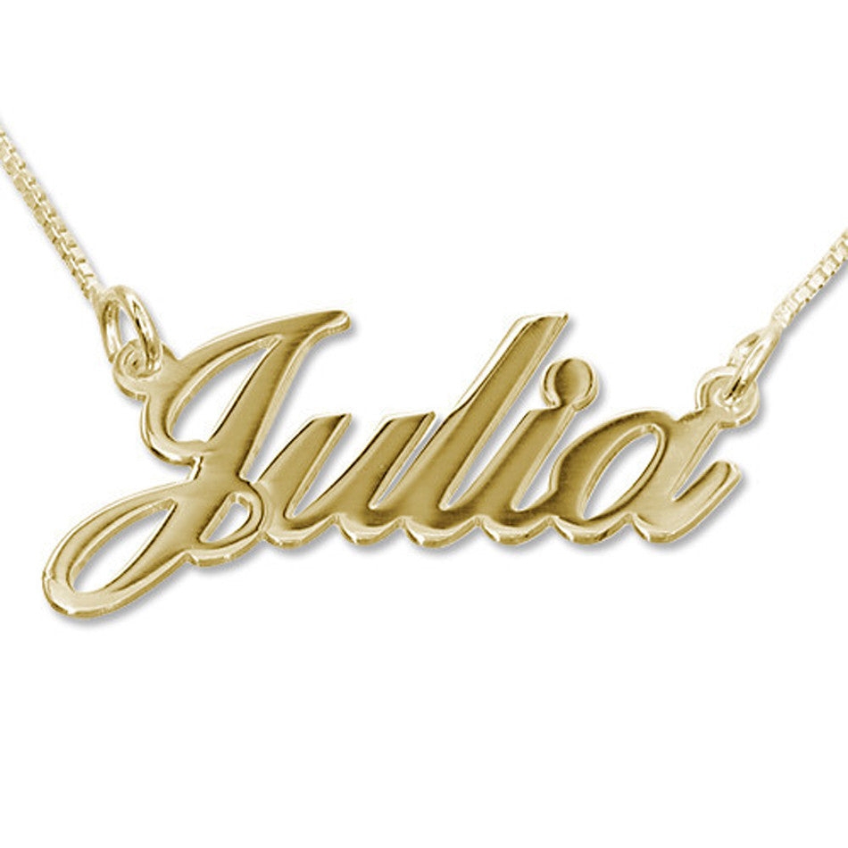 14k Name Necklace Gold 14k Solid Gold Custom Nameplate Necklace