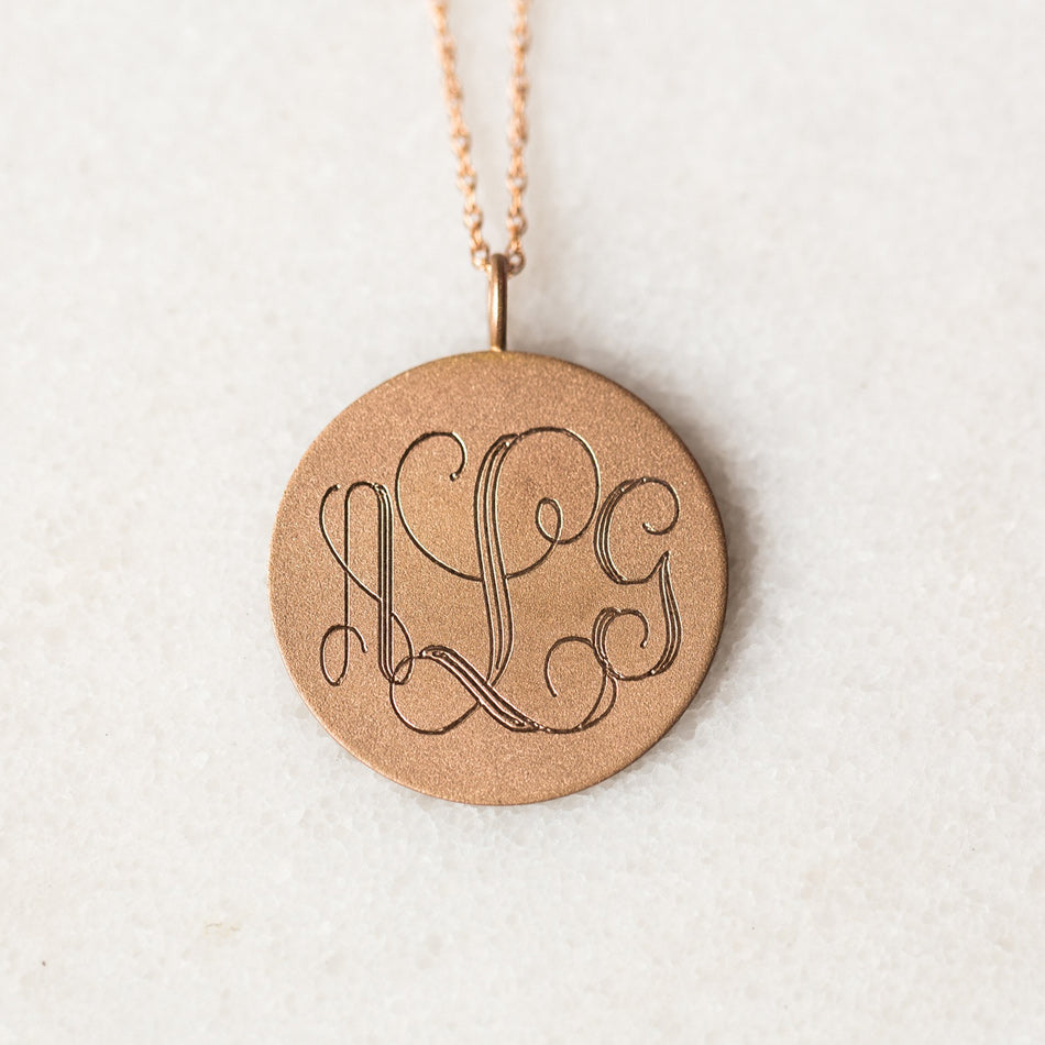 Mini Engraved Monogram Disc Necklace