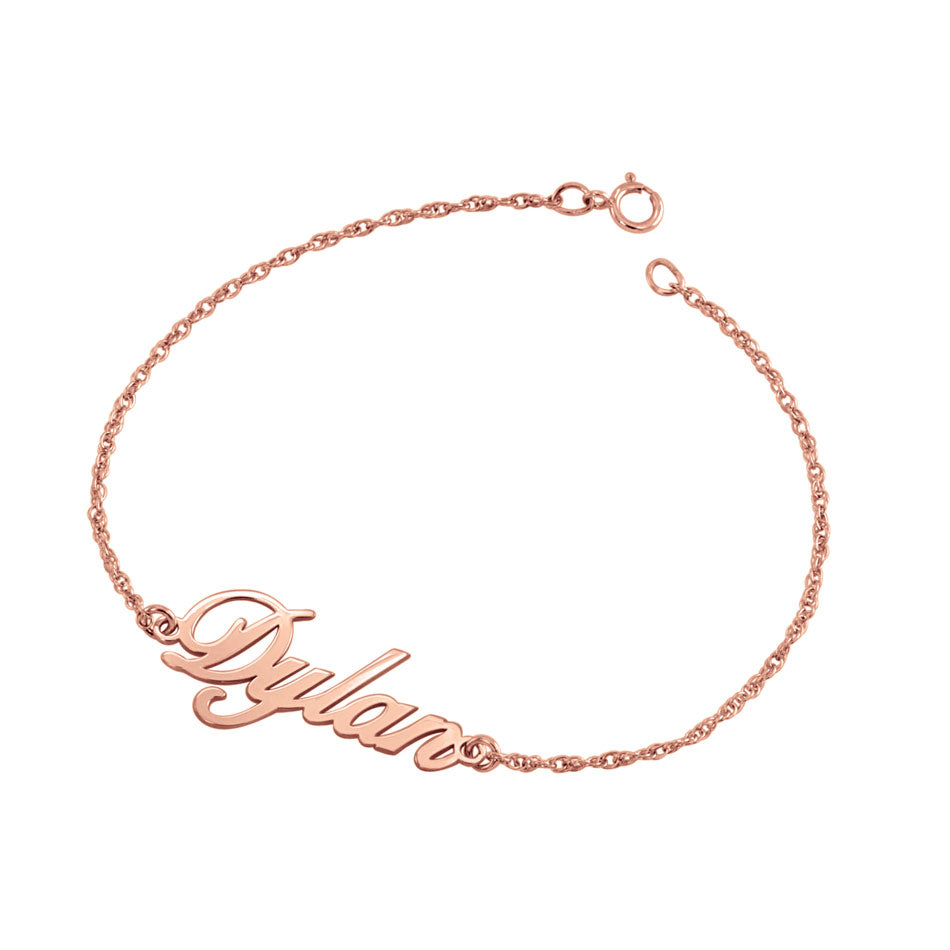 14K Solid Rose Gold Nameplate Bracelet