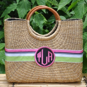 Monogram Medium Hyannisport Straw Basket Bag Alternate 1