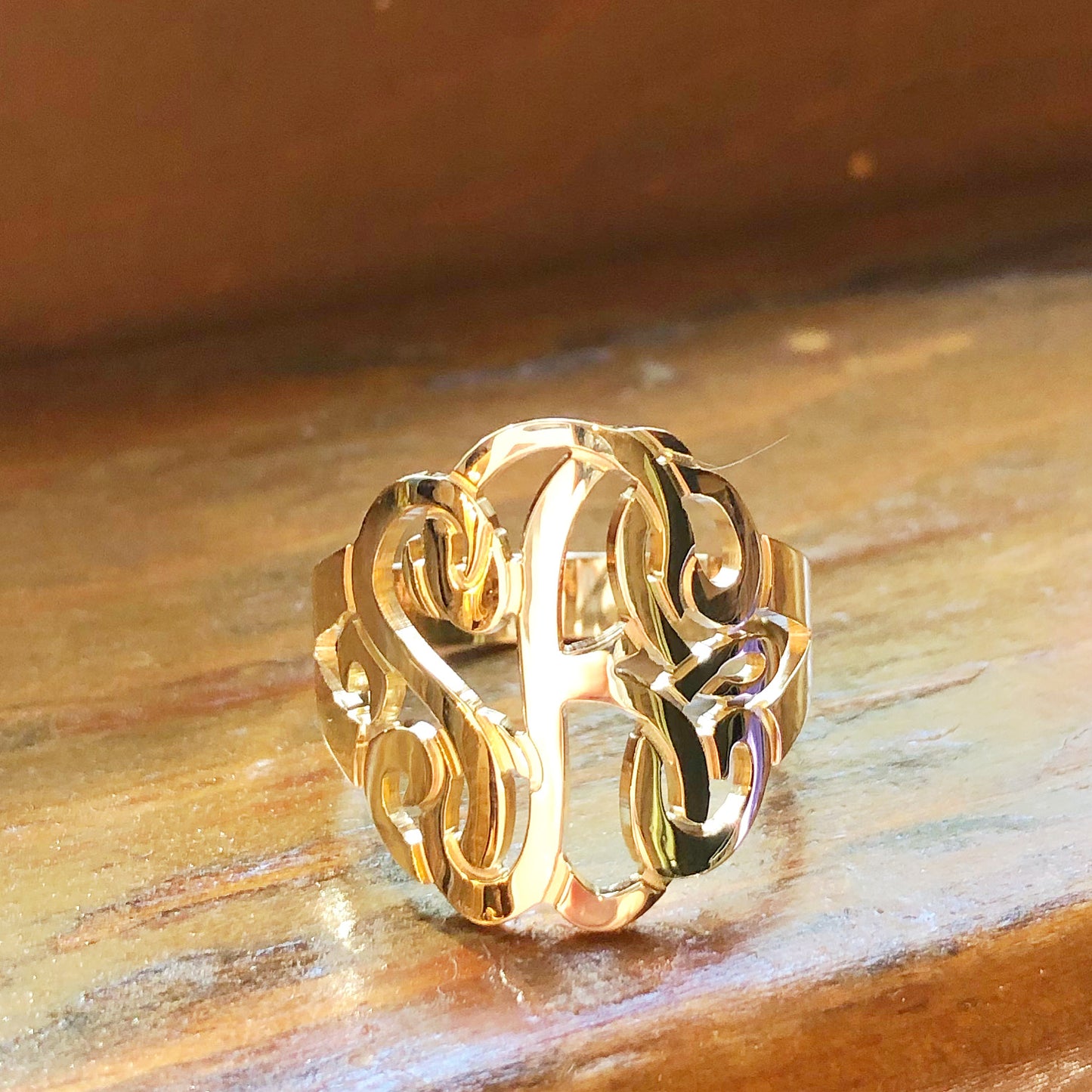 monogram ring 14K gold