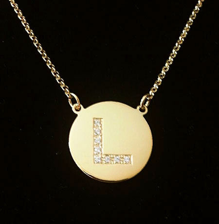 Gold Disc Cz Initial Necklace Kourtney Kardashian Jessica Simpson Alternate 2