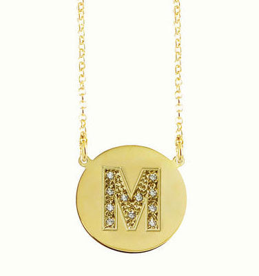 Gold Disc Cz Initial Necklace Kourtney Kardashian Jessica Simpson