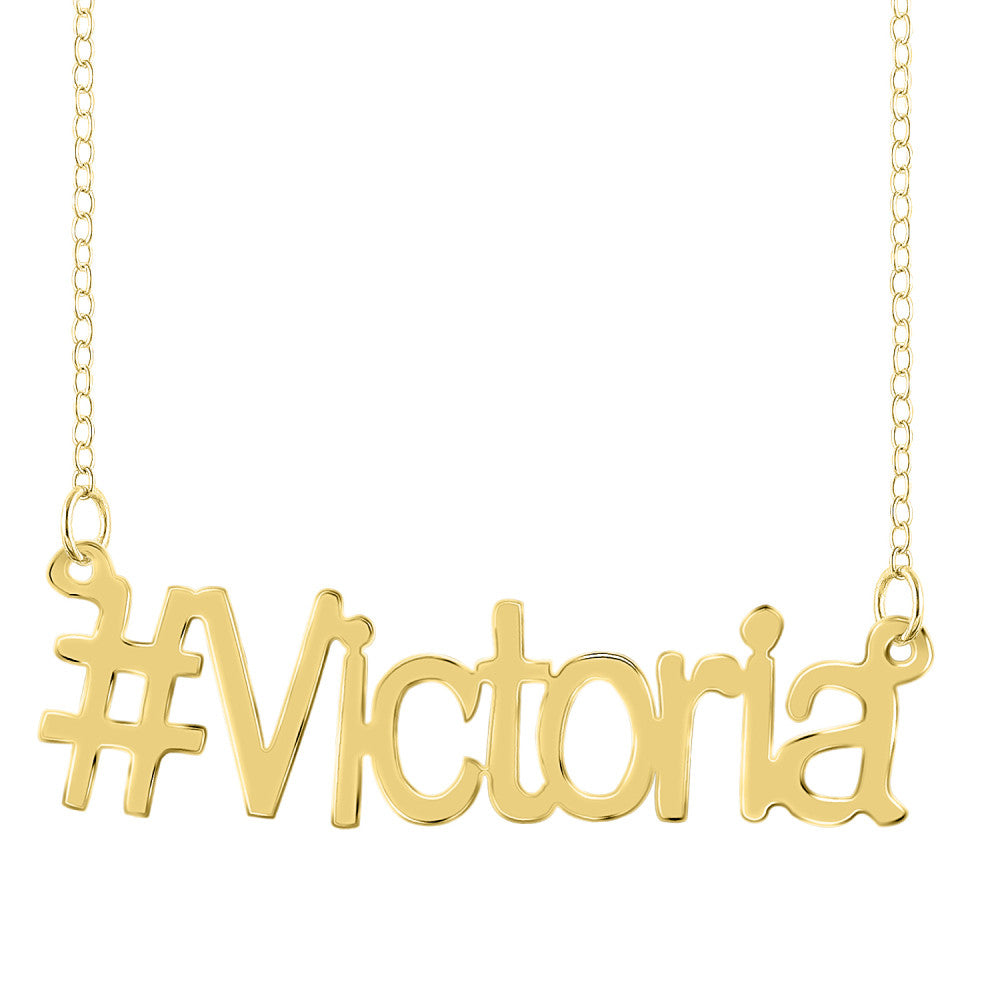 Gold Personalized Hashtag Necklace