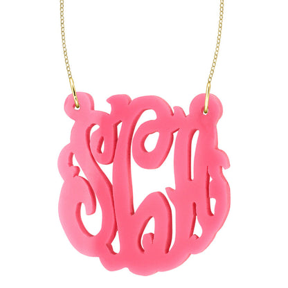 Pink Script Acrylic Monogram Necklace