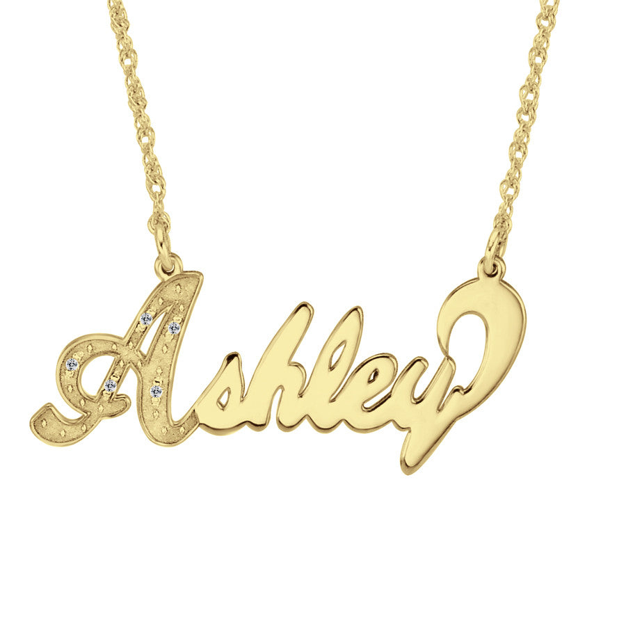 CZ Diamond Nameplate Necklace – Be Monogrammed - Main Image