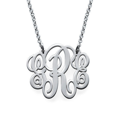 Small Fancy Script Monogram Necklace 3