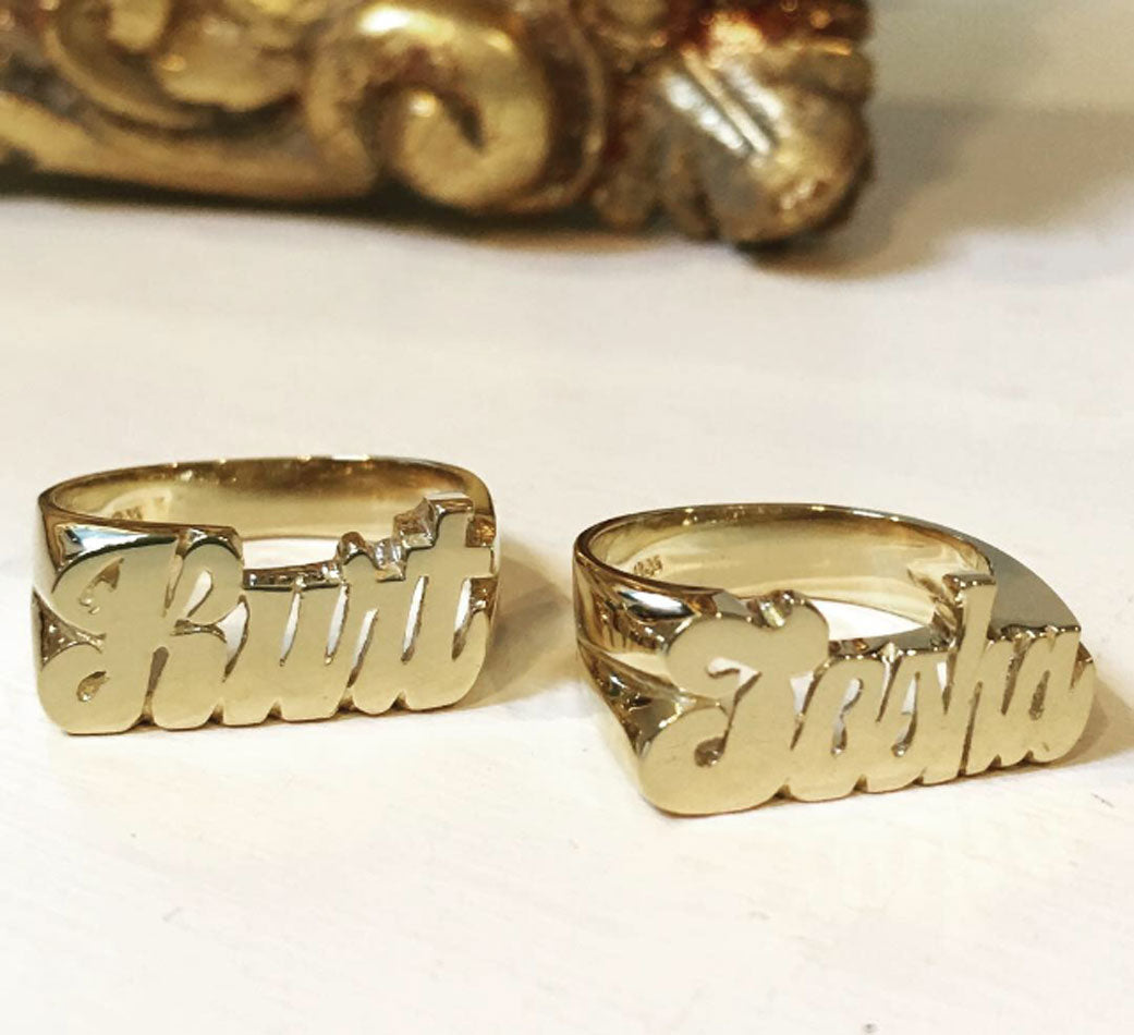 14K Gold Name Ring - Tosha and Kurt