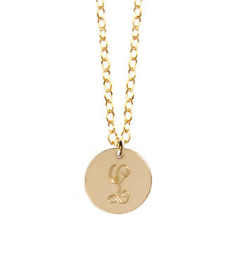 14K Gold Filled Disc Initial Necklace As Seen On Carrie Underwood