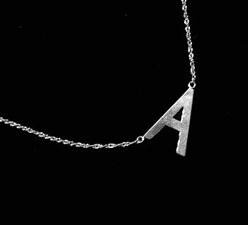 Sideways Initial Necklace 1/2 inch / 16 inch / Sterling Silver