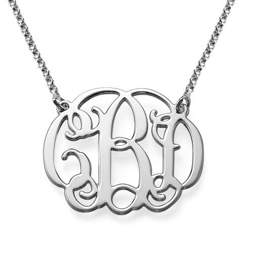 Silver Vine Script Monogram Necklace