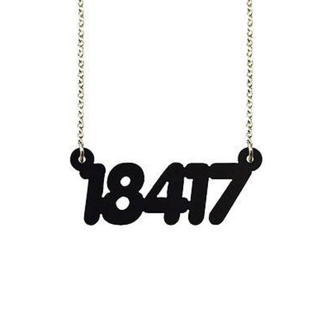 Acrylic Zip Code Necklace - Black