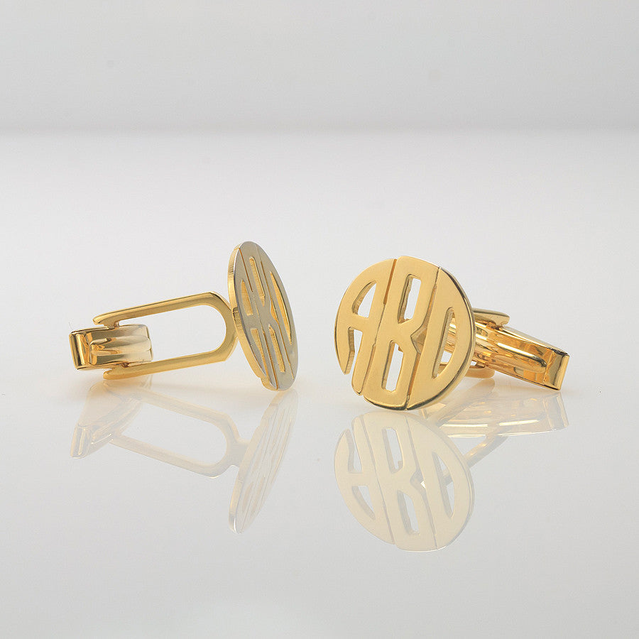 block monogram cufflinks