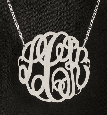 Big Slim Sterling Silver Monogram Necklace