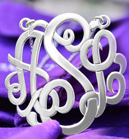 Personalized Sterling Silver Classic Script Monogram Necklace – Be