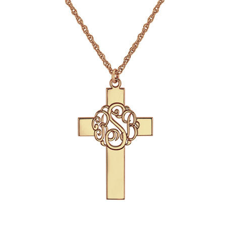 Personalized Classic Monogram Cross Necklace Alternate 2