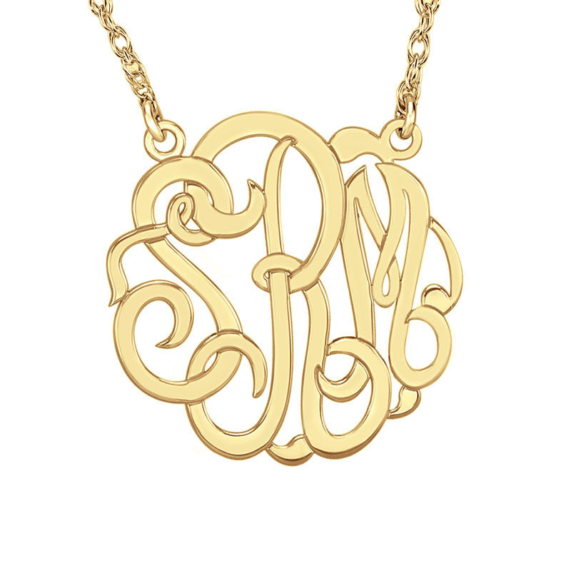 Personalized Sterling Silver Classic Script Monogram Necklace Alternate 3