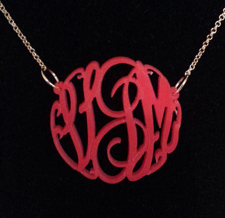 Red Acrylic Monogram Neckalce Big Slim