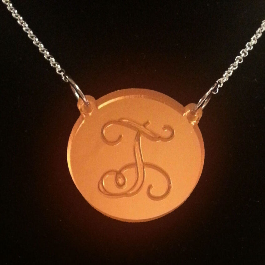 Orange Engraved Acrylic Disc Necklace