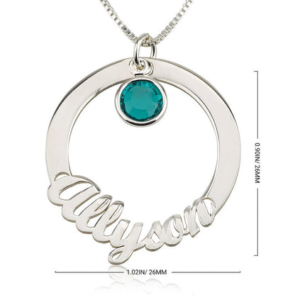 Personalized Circle Necklace with Birthstone 2
